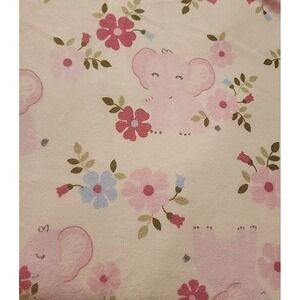 DTU INC Baby Blanket Pink Elephant Floral Sherpa 2023 Smelling Flowers